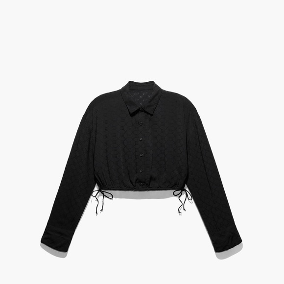 (New with Tags) Savage X Fenty Woven Monogram Crop Shirt w/ Drawstring (Size: M) - Picture 2 of 11